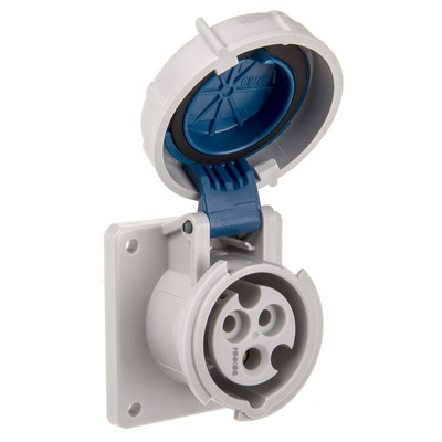 MENNEKES IP67 Blue Panel Mount 3P Industrial Power Socket, Rated At 16A, 230 V