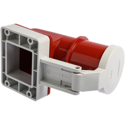 MENNEKES IP44 Red Panel Mount 3P + N + E Right Angle Industrial Power Plug, Rated At 32A, 400 V