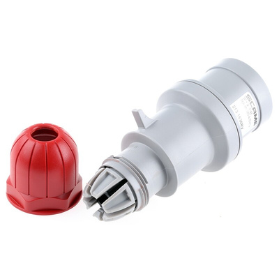 Scame IP44 Red Cable Mount 3P + E Industrial Power Connector Adapter Plug, Rated At 16A, 415 V,With Phase Inverter
