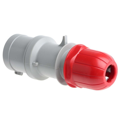 Scame IP44 Red Cable Mount 3P + E Industrial Power Connector Adapter Plug, Rated At 32A, 415 V,With Phase Inverter
