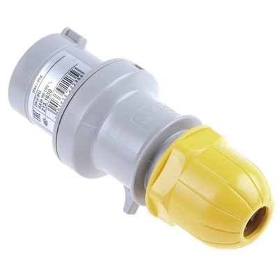 Scame IP44 Yellow Cable Mount 2P + E Industrial Power Plug, Rated At 16A, 110 V