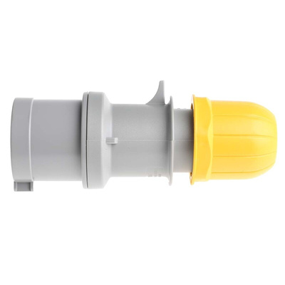Scame IP44 Yellow Cable Mount 2P + E Industrial Power Plug, Rated At 32A, 110 V