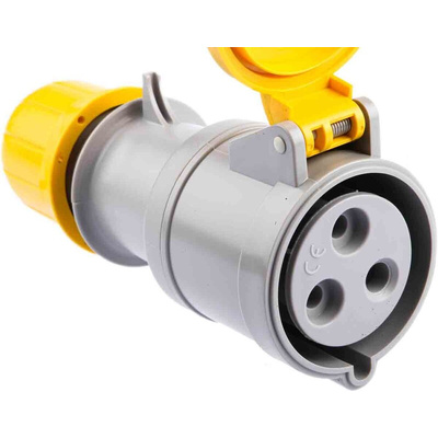 Scame IP44 Yellow Cable Mount 2P + E Industrial Power Socket, Rated At 32A, 110 V