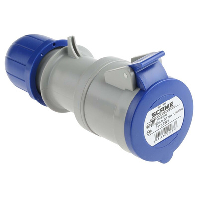 Scame IP44 Blue Cable Mount 2P + E Industrial Power Socket, Rated At 32A, 230 V