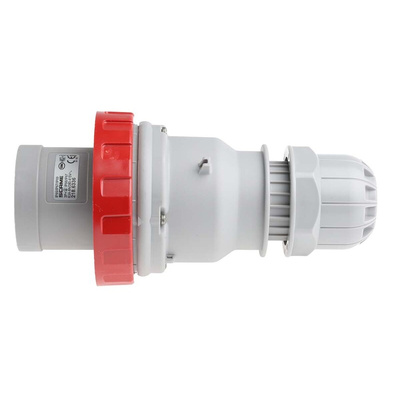 Scame IP67 Red Cable Mount 3P + E Industrial Power Plug, Rated At 64A, 415 V