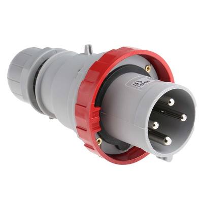 Scame IP67 Red Cable Mount 3P + E Industrial Power Plug, Rated At 64A, 415 V