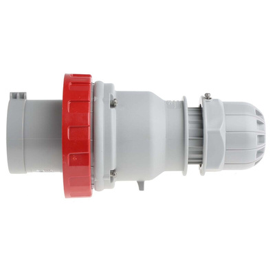 Scame IP67 Red Cable Mount 3P + N + E Industrial Power Plug, Rated At 64A, 415 V