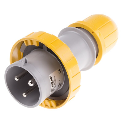 Scame IP67 Yellow Cable Mount 2P + E Industrial Power Plug, Rated At 32A, 110 V