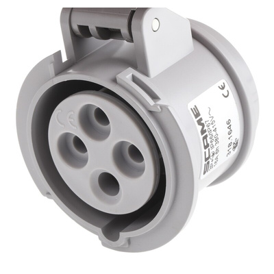 Scame IP66, IP67 Red Cable Mount 3P + E Industrial Power Socket, Rated At 16A, 415 V