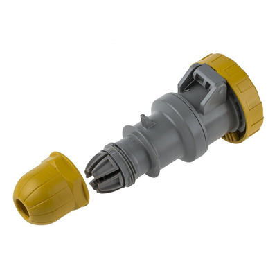 Scame IP66, IP67 Yellow Cable Mount 2P + E Industrial Power Socket, Rated At 16A, 110 V