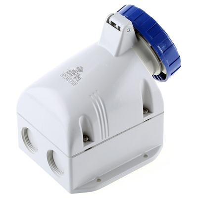 Scame IP66, IP67 Blue Wall Mount 2P + E Industrial Power Socket, Rated At 32A, 230 V