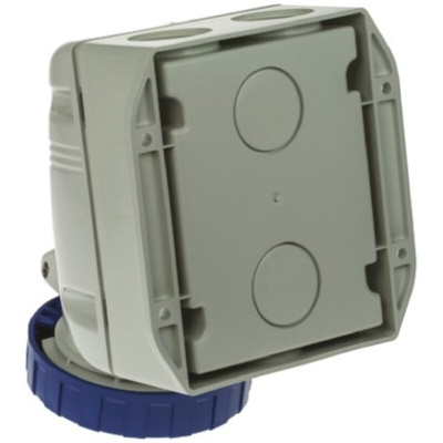 Scame IP66, IP67 Blue Wall Mount 2P + E Industrial Power Socket, Rated At 32A, 230 V