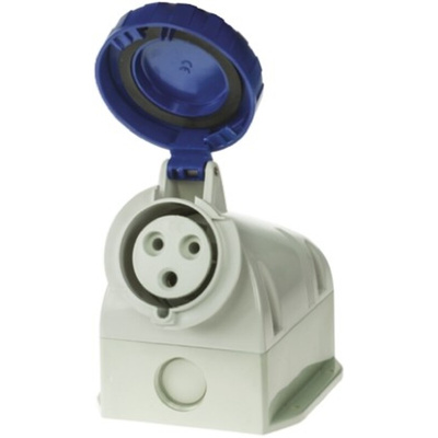 Scame IP66, IP67 Blue Wall Mount 2P + E Industrial Power Socket, Rated At 32A, 230 V