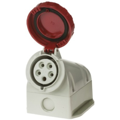 Scame IP66, IP67 Red Wall Mount 3P + N + E Industrial Power Socket, Rated At 32A, 415 V