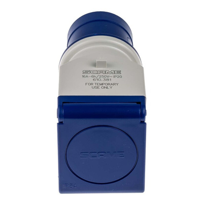 Scame IP20 Blue 1 x 2P + E, 1 x 2P + E Industrial Power Connector Adapter Plug, Socket, Rated At 16A, 250 V