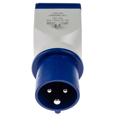 Scame IP20 Blue 1 x 2P + E, 1 x 2P + E Industrial Power Connector Adapter Plug, Socket, Rated At 16A, 250 V