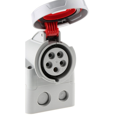 Legrand, P17 Tempra Pro IP66, IP67 Red Wall Mount 3P + N + E Industrial Power Socket, Rated At 16A, 415 V