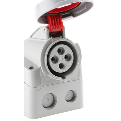 Legrand, P17 Tempra Pro IP66, IP67 Red Wall Mount 3P + E Industrial Power Socket, Rated At 16A, 415 V