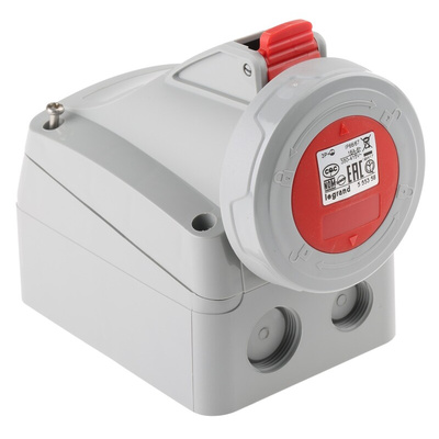 Legrand, P17 Tempra Pro IP66, IP67 Red Wall Mount 3P + E Industrial Power Socket, Rated At 16A, 415 V