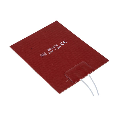 RS PRO Silicone Heater Mat, 7.5 W, 75 x 100mm, 12 V dc