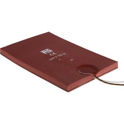 RS PRO Silicone Heater Mat, 100 W, 100 x 150mm, 240 V ac