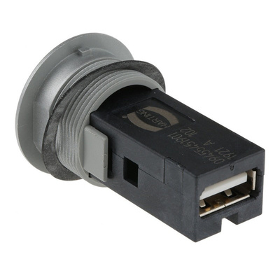 Harting, har-Port USB Connector, Panel Mount, Socket 2.0 A, Straight- Single Port
