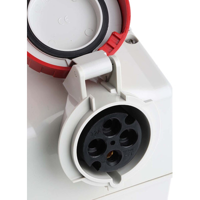 Scame, ADVANCE 2 IP67 Red Wall Mount 3P + E RCD Industrial Power Connector Socket, Rated At 32A, 415 V