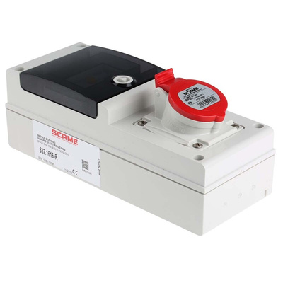 Scame, DOMINO IP44 Red Wall Mount 3P + E RCD Industrial Power Connector Socket, Rated At 16A, 415 V