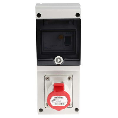 Scame, DOMINO IP44 Red Wall Mount 3P + E RCD Industrial Power Connector Socket, Rated At 16A, 415 V
