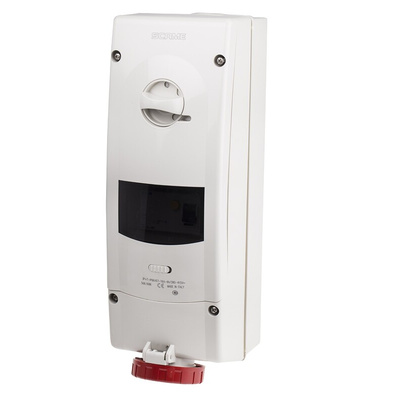 Scame, ADVANCE 2 IP67 Red Wall Mount 3P + E RCD Industrial Power Connector Socket, Rated At 16A, 415 V