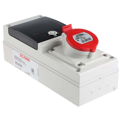 Scame, DOMINO IP44 Red Wall Mount 3P + E RCD Industrial Power Connector Socket, Rated At 32A, 415 V