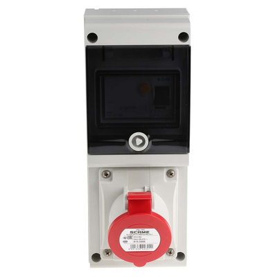 Scame, DOMINO IP44 Red Wall Mount 3P + E RCD Industrial Power Connector Socket, Rated At 32A, 415 V