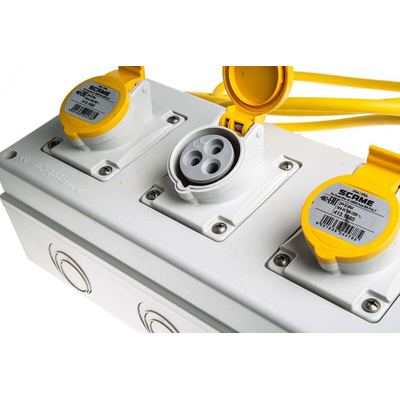 Scame IP44 Yellow Surface Mount Socket, Rated At 16A, 100 → 130 V