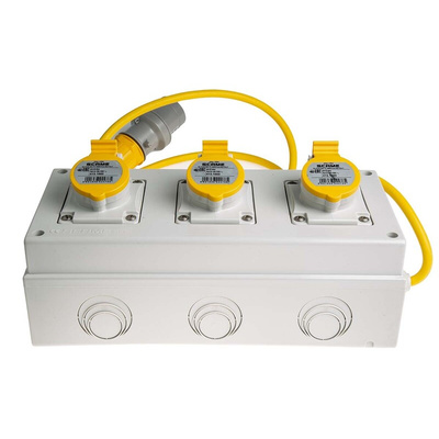 Scame IP44 Yellow Surface Mount Socket, Rated At 16A, 100 → 130 V