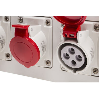 Scame, Block 3 IP44 Red Wall Mount 3P + E RCD Industrial Power Connector Socket, Rated At 16A, 415 V