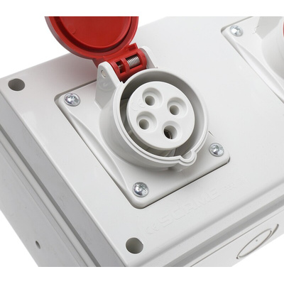 Scame IP44 Red Surface Mount Socket, Rated At 16A, 380 → 415 V