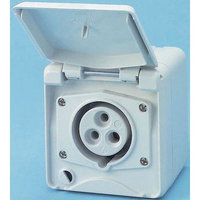 MENNEKES IP44 Yellow Wall Mount 3P Socket, Rated At 16A, 110 V