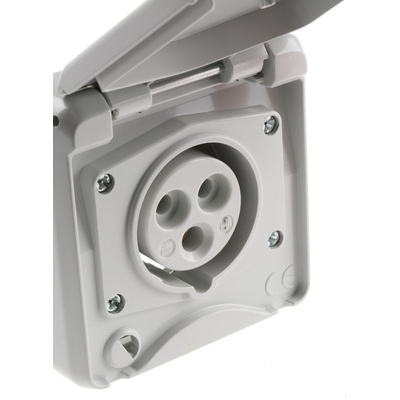 MENNEKES IP44 Grey Wall Mount 3P Socket, Rated At 16A, 230 V
