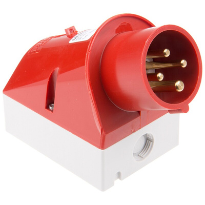 MENNEKES IP44 Red Wall Mount 4P 25 ° Industrial Power Plug, Rated At 16A, 400 V
