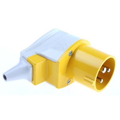 MENNEKES IP44 Yellow Cable Mount 3P Industrial Power Plug, Rated At 16A, 110 V