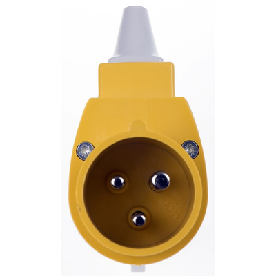 MENNEKES IP44 Yellow Cable Mount 3P Industrial Power Plug, Rated At 16A, 110 V