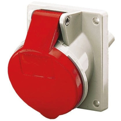 MENNEKES IP44 Red Panel Mount 4P Angled Industrial Power Socket, Rated At 32A, 400 V