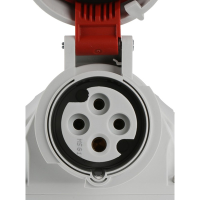 MENNEKES IP67 Red Wall Mount 4P 25 ° Industrial Power Socket, Rated At 16A, 400 V