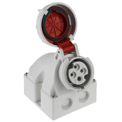 MENNEKES IP67 Red Wall Mount 4P 25 ° Industrial Power Socket, Rated At 16A, 400 V