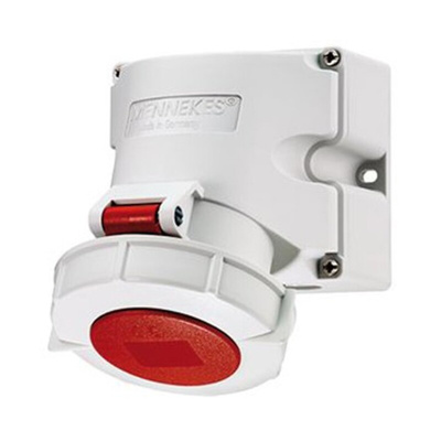 MENNEKES IP67 Red Wall Mount 3P + N + E 25 ° Industrial Power Socket, Rated At 16A, 400 V