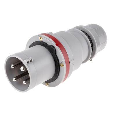 Scame IP44 Red Cable Mount 3P + E Industrial Power Plug, Rated At 64A, 415 V