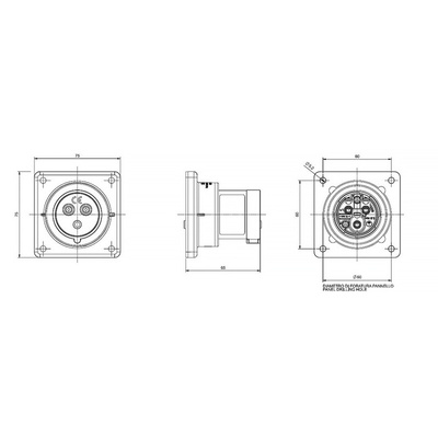 Scame IP44 Blue Panel Mount 2P + E Industrial Power Plug, Rated At 16A, 230 V