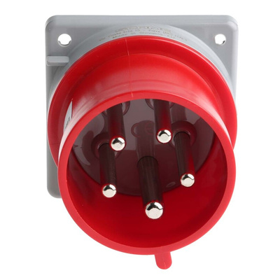 Scame IP44 Red Panel Mount 3P + N + E Industrial Power Plug, Rated At 32A, 415 V