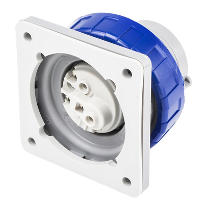 Scame IP67 Blue Panel Mount 2P + E Industrial Power Plug, Rated At 16A, 230 V