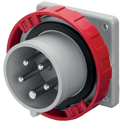 Scame IP67 Red Panel Mount 3P + N + E Industrial Power Plug, Rated At 16A, 415 V